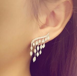 White Rhodium pave drop earrings